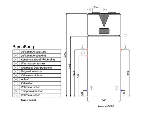 wepit AWaqua3200 Warmwasser Wärmepumpe, bodenstehend, 200 Liter, ohne WT, R290