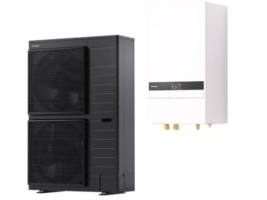 Panasonic Aquarea T-CAP 9kW Luftwärmepumpe Split 400V R32 mit Hydromodul und 9kW E-Heizelement, Generation K