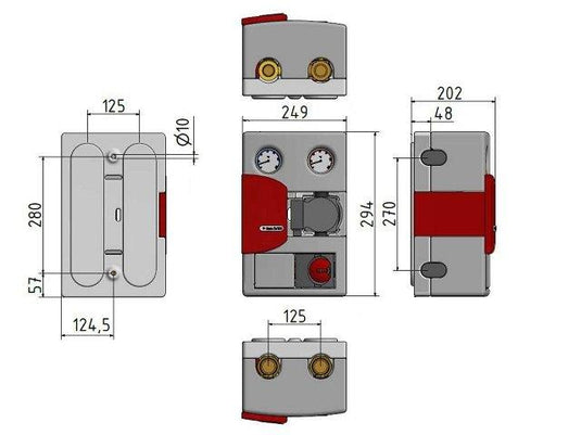 Pumpengruppe 3 Wege Mischer mit Stellmotor DN25 1", Grundfos Alpha2.2 25-60 180mm Heizkreisset - Ecoenergy Schweiz AG