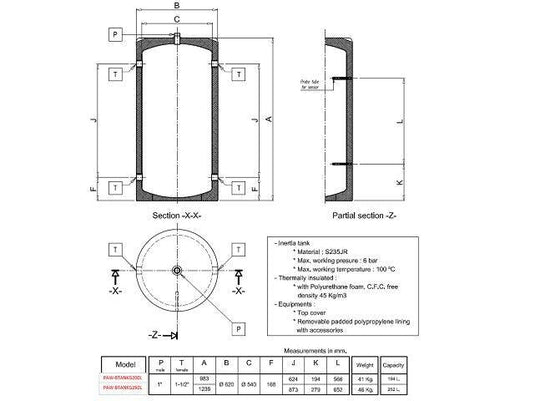 Panasonic Wärmepumpen-Pufferspeicher, Edelstahl 260L, Energieeffizienzklasse B, PAW-BTANKG260L - Ecoenergy Schweiz AG